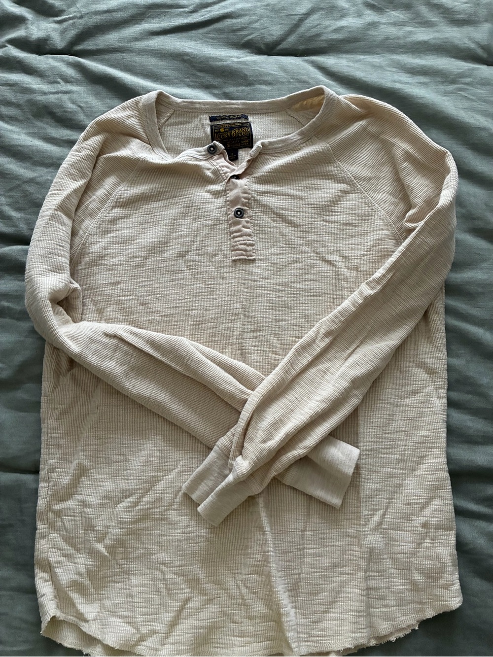 Lucky Brand Men's Cream Waffle-Knit Henley Long Sleeve